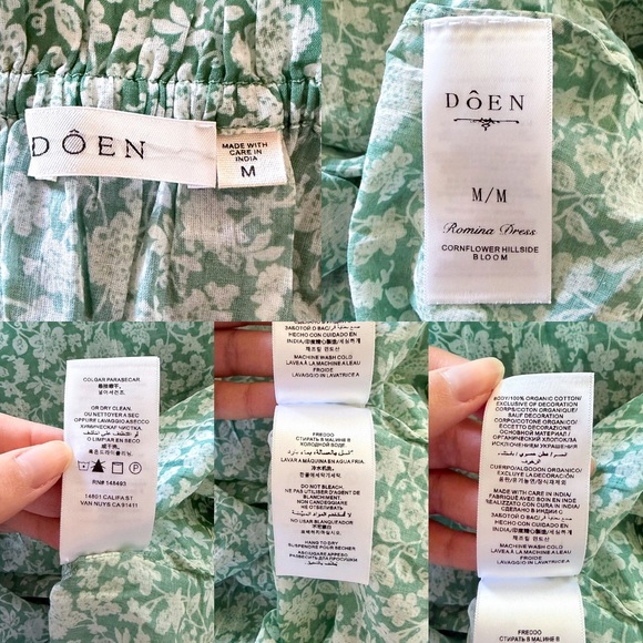 Doen Emmaretta Dress Maxi Cotton Smocked Floral Green Peridot Tea Medium EUC - Picture 5 of 8